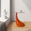 Manhattan Comfort Lava Plastic/Tempered Glass Accent Table in Orange/Clear