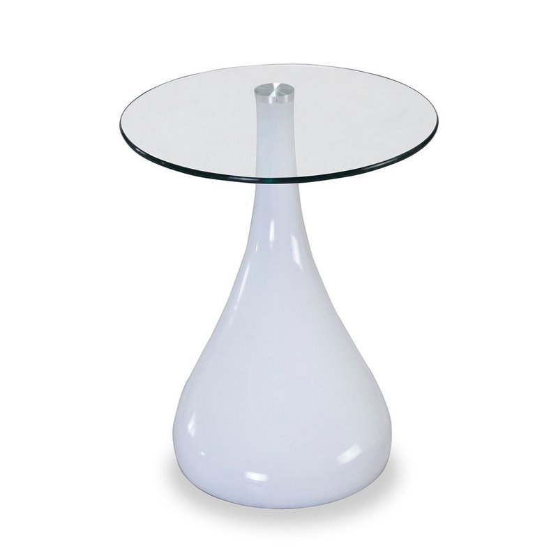 Manhattan Comfort Lava Plastic/Tempered Glass Accent Table in White/Clear
