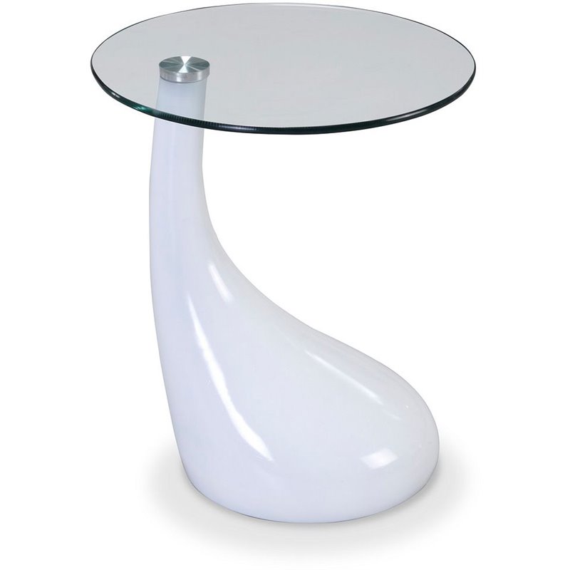 Manhattan Comfort Lava Plastic/Tempered Glass Accent Table in White/Clear