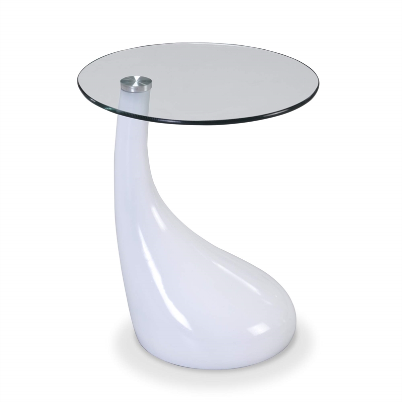 Manhattan Comfort Lava Plastic/Tempered Glass Accent Table in Purple/Clear