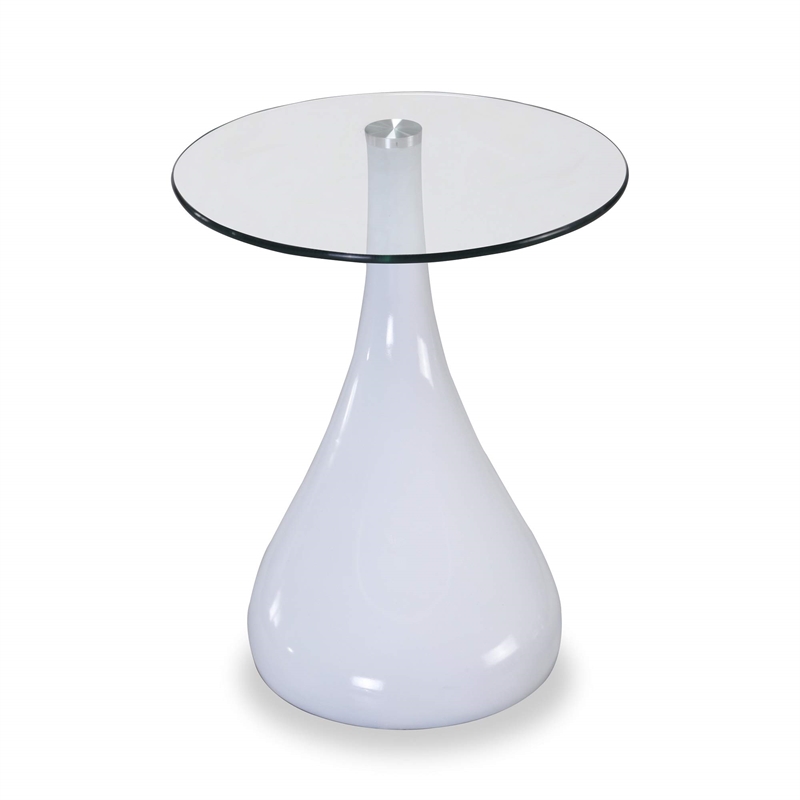Manhattan Comfort Lava Plastic/Tempered Glass Accent Table in Purple/Clear