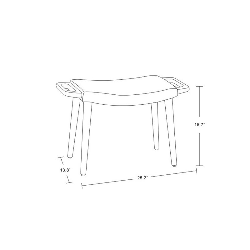 Manhattan Comfort Geta Linen Fabric/Wood Ottoman in Charcoal/Antique Walnut