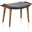 Manhattan Comfort Geta Linen Fabric/Wood Ottoman in Charcoal/Antique Walnut