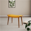 Manhattan Comfort Geta Linen Fabric/Wood Ottoman in Yellow/Antique Walnut