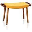 Manhattan Comfort Geta Linen Fabric/Wood Ottoman in Yellow/Antique Walnut