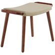 Manhattan Comfort Geta Linen Fabric/Wood Ottoman in Barley Cream/Antique Walnut