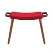 Manhattan Comfort Geta Linen Fabric/Wood Ottoman in Red/Antique Walnut