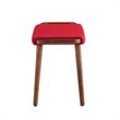 Manhattan Comfort Geta Linen Fabric/Wood Ottoman in Red/Antique Walnut
