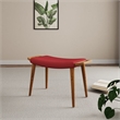Manhattan Comfort Geta Linen Fabric/Wood Ottoman in Red/Antique Walnut