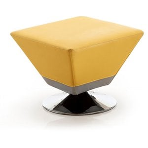 Manhattan Comfort Diamond Faux Leather Swivel Ottoman in Yellow