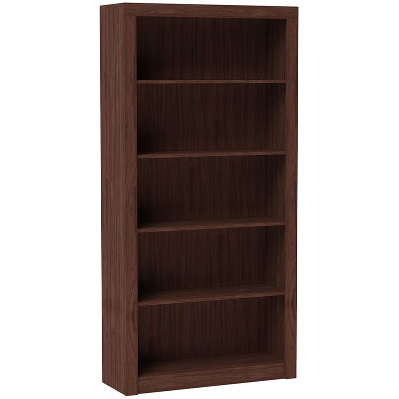 Manhattan Comfort Olinda 5 Shelves Wood Bookcase in Nut Brown