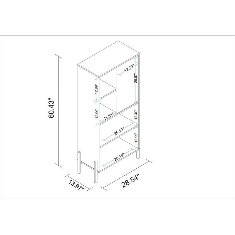 Manhattan Comfort Bowery 5-Shelf Solid Wood Bookcase in White