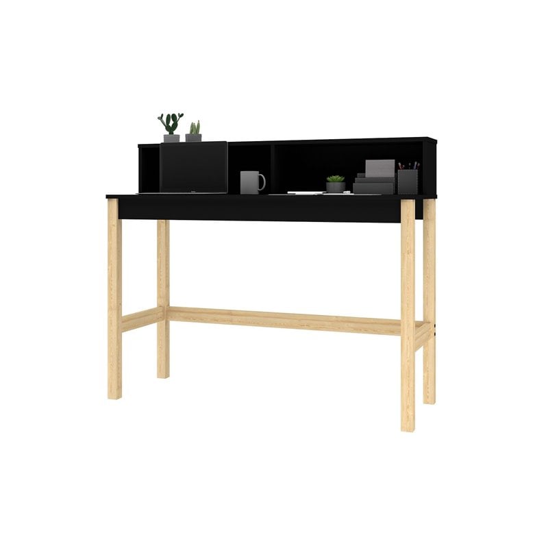 Manhattan Comfort Bowery Mid-Century Solid Wood Desk in Black/Oak