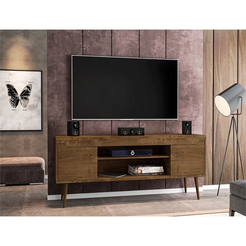 Manhattan Comfort Bradley 4 Shelves Wood TV Stand for TVs up to 60