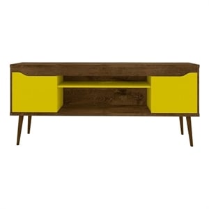 Manhattan Comfort Bradley Wood TV Stand for TVs up to 60&quot in Rustic Brown/Yellow