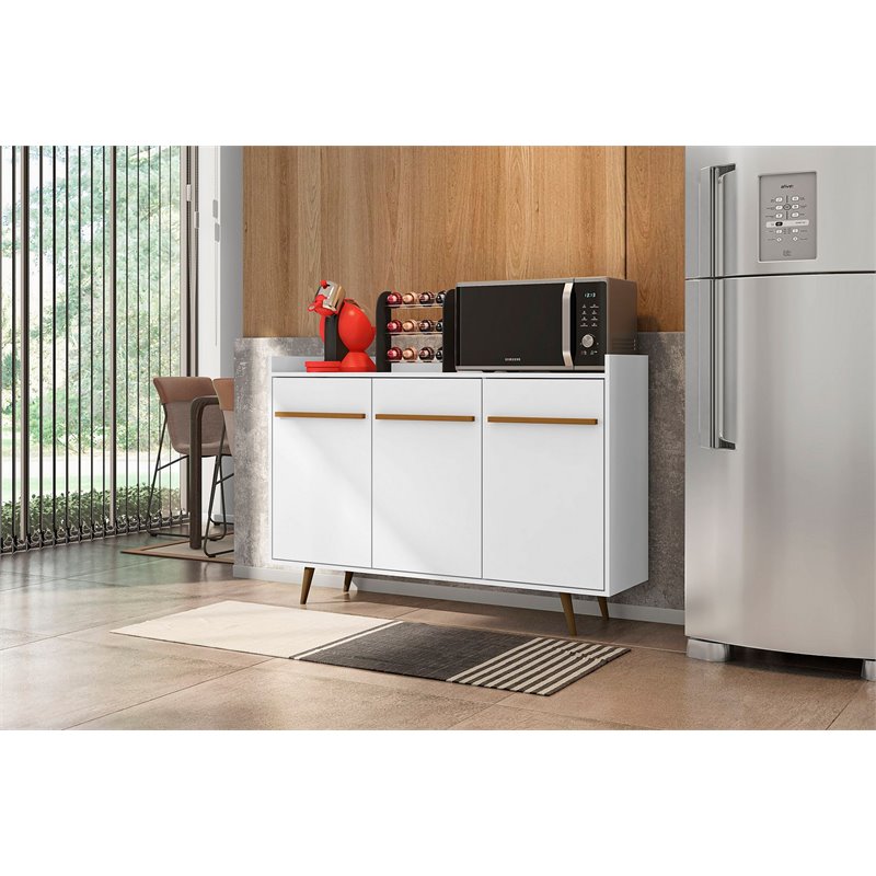 Manhattan Comfort Bradley 4 Shelves Wood Buffet Stand in White