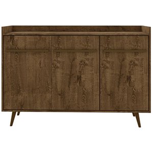 Manhattan Comfort Bradley 4 Shelves Wood Buffet Stand in Rustic Brown