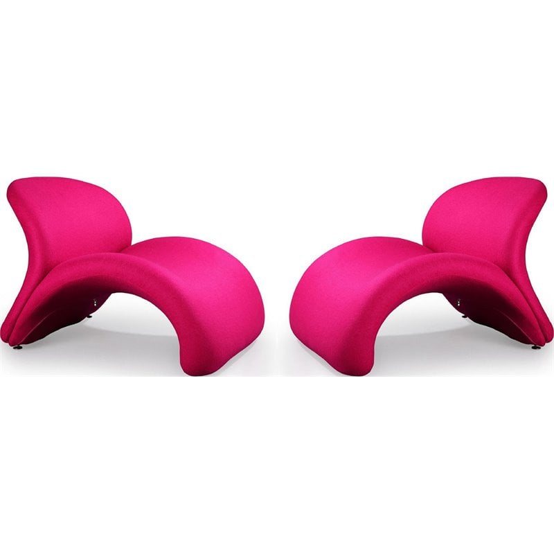 Manhattan Comfort Rosebud Fabric Accent Chair in Fuchsia Pink (Set of 2)