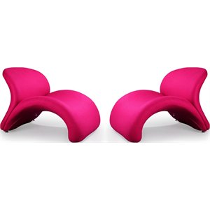 Manhattan Comfort Rosebud Fabric Accent Chair in Fuchsia Pink (Set of 2)