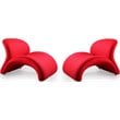 Manhattan Comfort Rosebud Fabric Accent Chair in Red (Set of 2)
