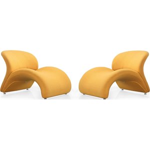Manhattan Comfort Rosebud Fabric Accent Chair in Yellow (Set of 2)