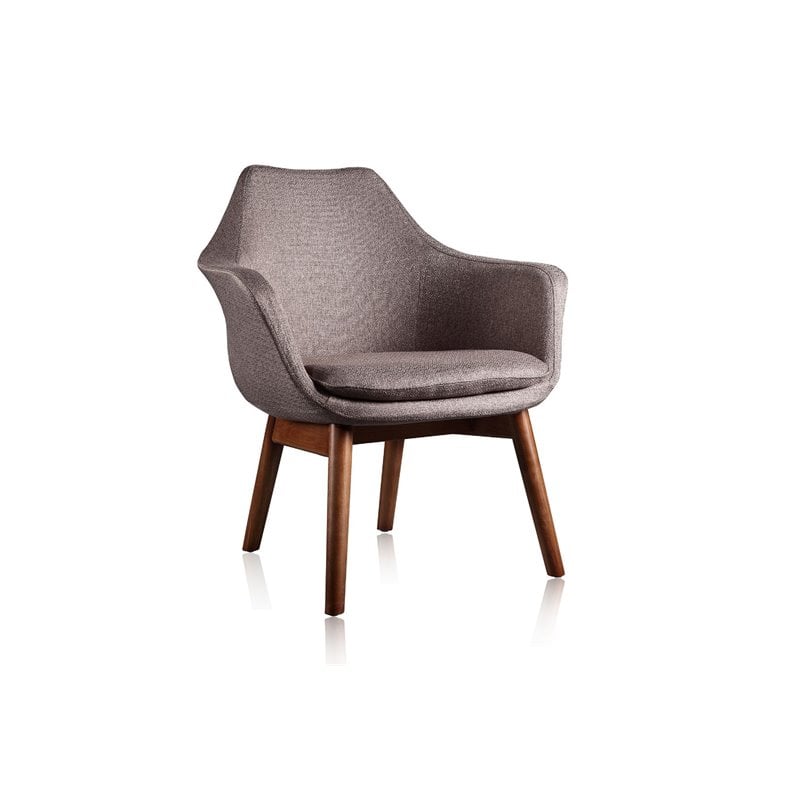 Manhattan Comfort Cronkite Fabric Accent Chair in Gray/Walnut (Set of 2)