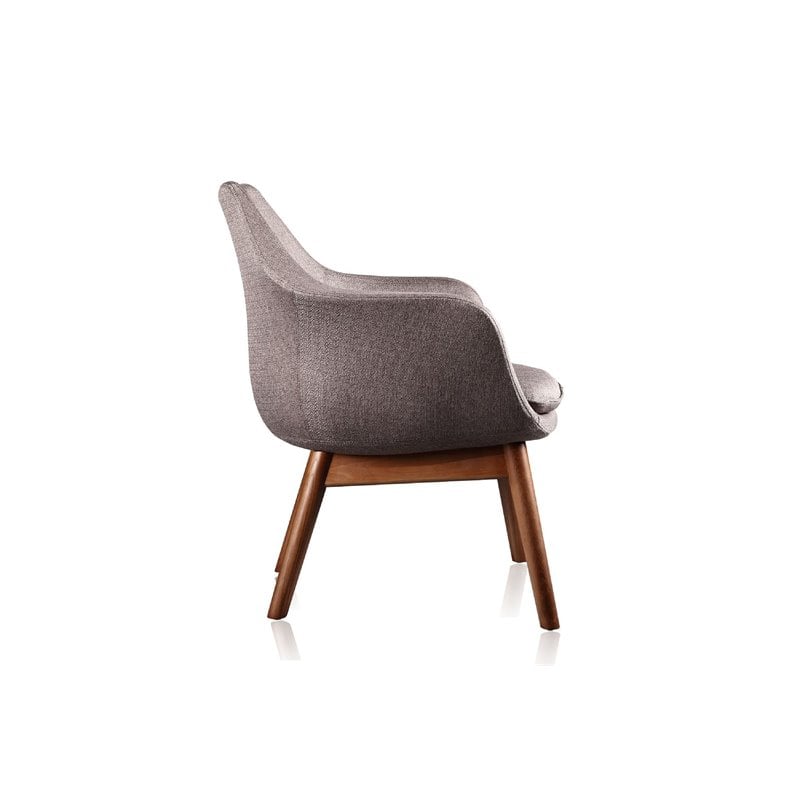 Manhattan Comfort Cronkite Fabric Accent Chair in Gray/Walnut (Set of 2)
