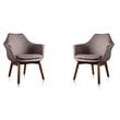 Manhattan Comfort Cronkite Fabric Accent Chair in Gray/Walnut (Set of 2)