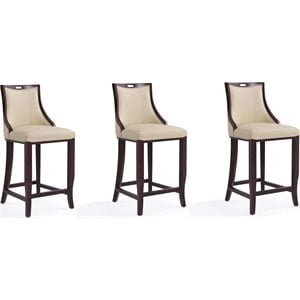 Manhattan Comfort Emperor 27&quot Faux Leather Counter Stool in Cream (Set of 3)