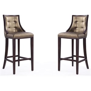 Manhattan Comfort Fifth 31.5&quot Faux Leather Barstool in Bronze (Set of 2)