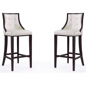Manhattan Comfort Fifth 31.5&quot Faux Leather Barstool in White (Set of 2)