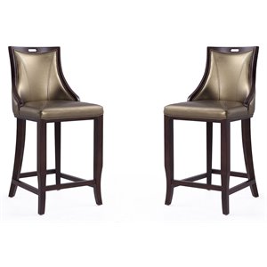 Manhattan Comfort Emperor 27&quot Faux Leather Counter Stool in Bronze (Set of 2)
