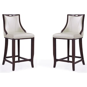 Manhattan Comfort Emperor 27&quot Faux Leather Counter Stool in White (Set of 2)