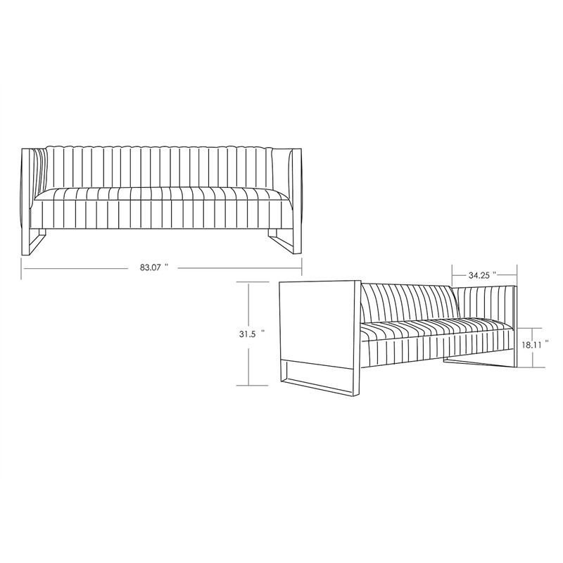 Manhattan Comfort Trillium 3-Piece Velvet Sofa Set in Black/Rose Gold