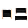 Manhattan Comfort Trillium 3-Piece Velvet Sofa Set in Black/Rose Gold