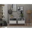 Manhattan Comfort Rockefeller 1-Drawer Wood Nightstand in White (Set of 2)