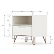 Manhattan Comfort Rockefeller 1-Drawer Wood Nightstand in White (Set of 2)