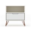 Manhattan Comfort Rockefeller 1-Drawer Wood Nightstand in White (Set of 2)