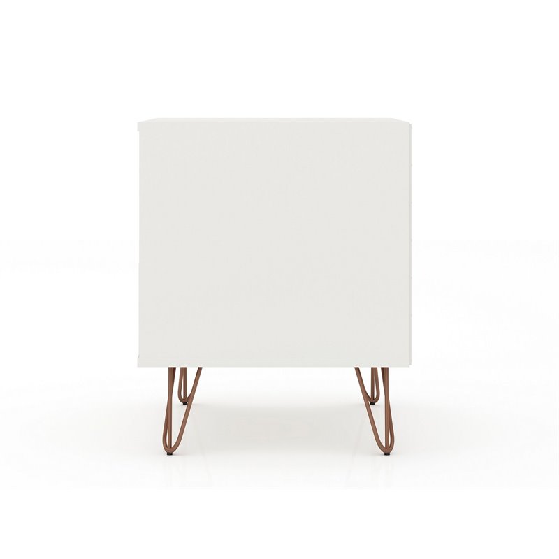 Manhattan Comfort Rockefeller 1-Drawer Wood Nightstand in White (Set of 2)