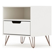 Manhattan Comfort Rockefeller 1-Drawer Wood Nightstand in White (Set of 2)