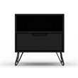 Manhattan Comfort Rockefeller 1-Drawer Wood Nightstand in Black (Set of 2)