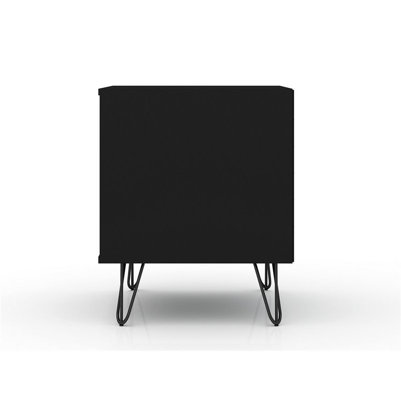 Manhattan Comfort Rockefeller 1-Drawer Wood Nightstand in Black (Set of 2)