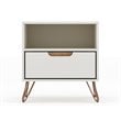Manhattan Comfort Rockefeller 1-Drawer Wood Nightstand in Off White (Set of 2)