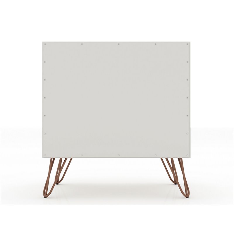 Manhattan Comfort Rockefeller 1-Drawer Wood Nightstand in Off White (Set of 2)