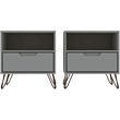 Manhattan Comfort Rockefeller 1-Drawer Wood Nightstand in Off White (Set of 2)