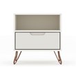 Manhattan Comfort Rockefeller 1-Drawer Wood Nightstand in Off White (Set of 2)
