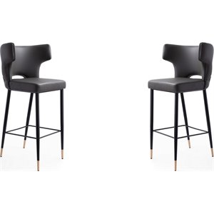 Manhattan Comfort Holguin 29.53&quot Faux Leather Barstool in Gray (Set of 2)