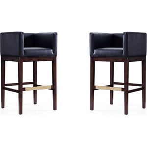 Manhattan Comfort Kingsley 30&quot Faux Leather Barstool in Black (Set of 2)