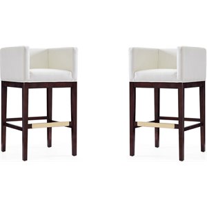 Manhattan Comfort Kingsley 30&quot Faux Leather Barstool in Ivory (Set of 2)
