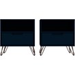 Manhattan Comfort Rockefeller 1-Drawer Wood Nightstand in Blue (Set of 2)